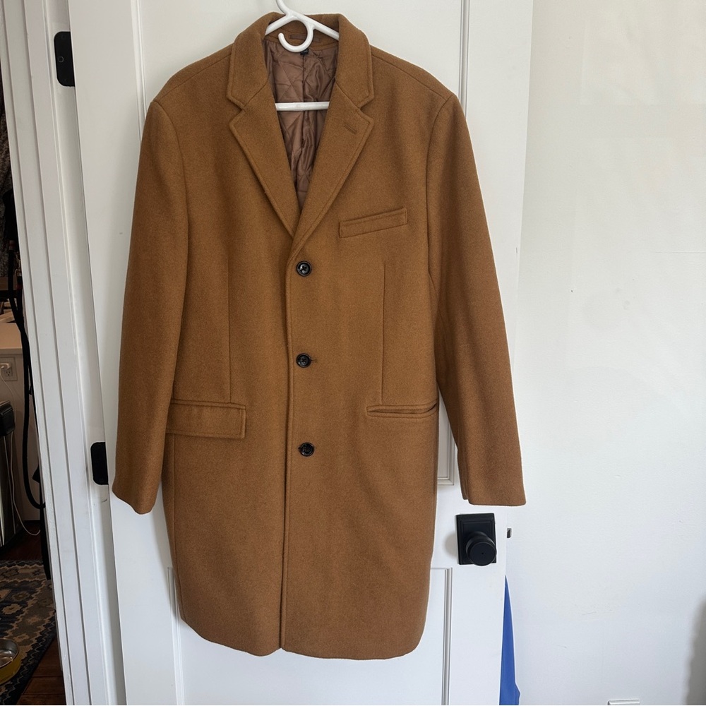 J. Crew Men's Camel Wool-Blend Single-Breasted Pea Coat